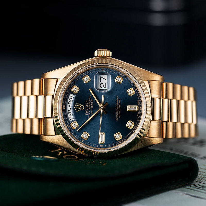 40mm Automatic Watch Replica Daydate Gold Blue 061312