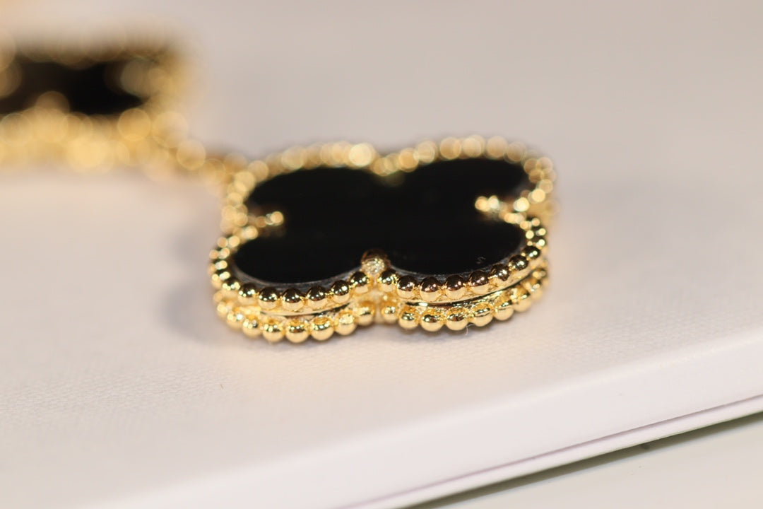 EARRINGS GOLD ONYX MOP 3 MOTIF mysite