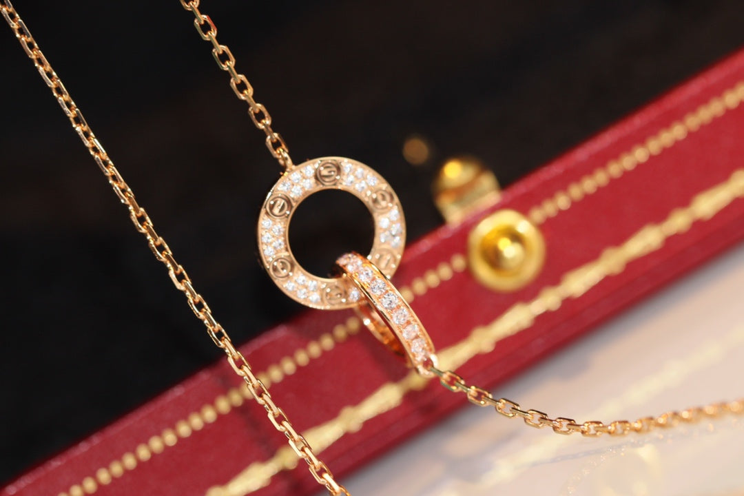 LOVE DOUBLE RING DIAMOND NECKLACE mysite