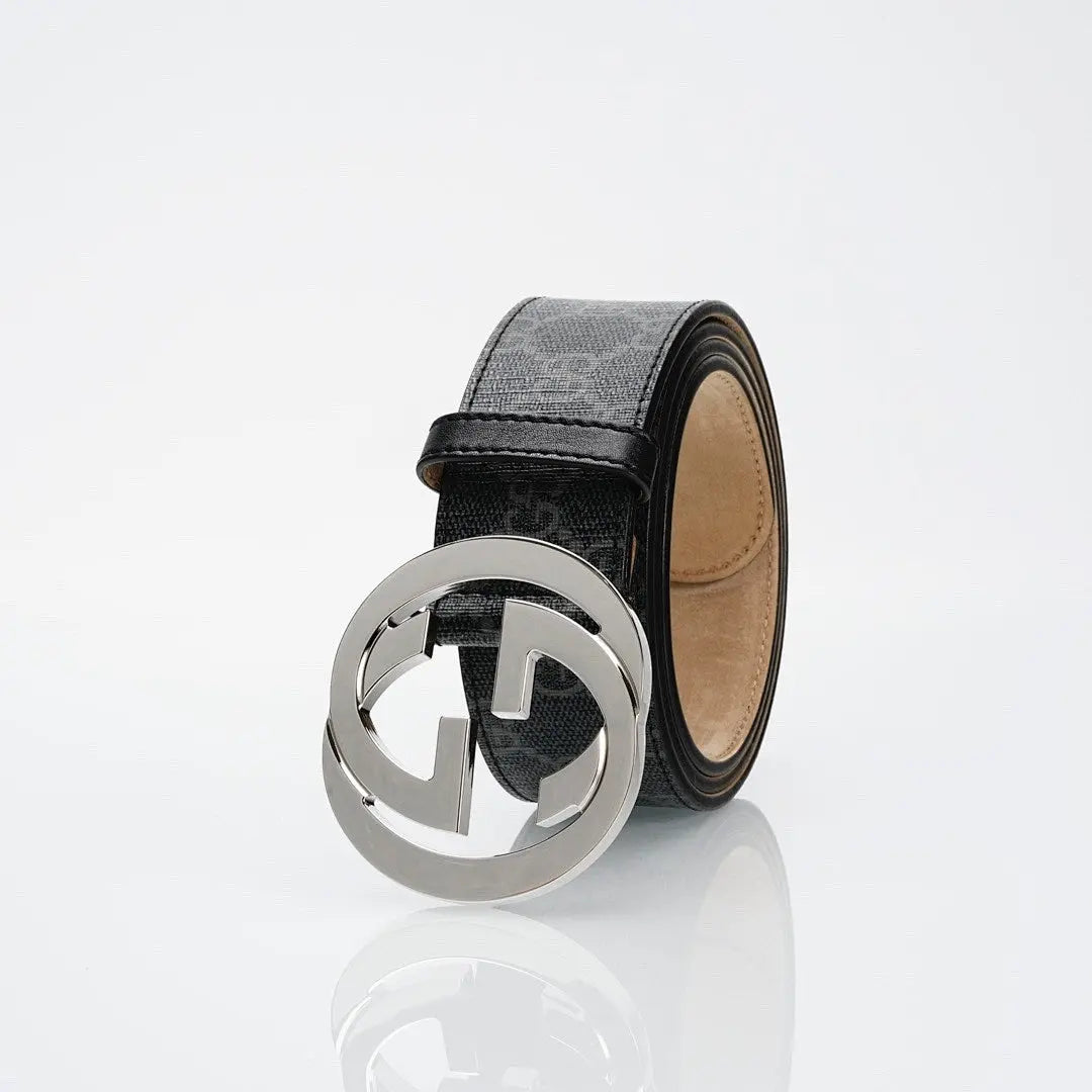 GG Reversible Leather Belt with Silver Buckle-1 mysite