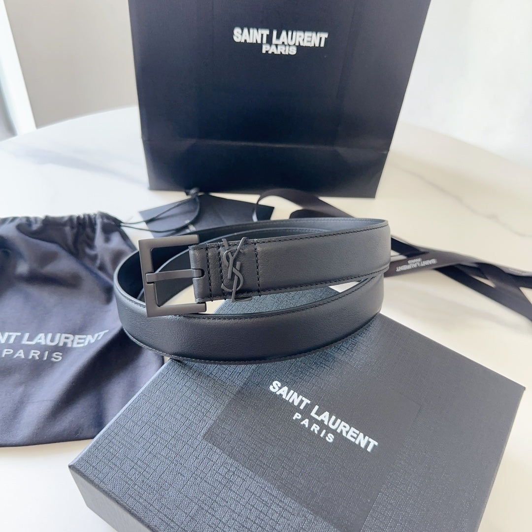 YSL 25S BELT 30 MM IN BLACK CALFSKIN 540221 mysite