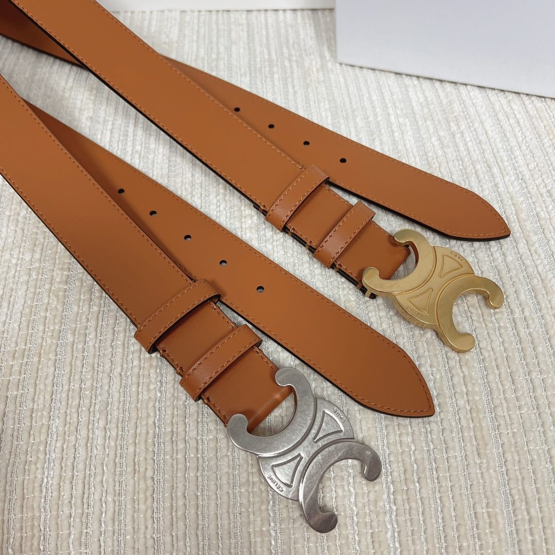 Triomphe Belt 35mm Tan Calfskin Ghw mysite