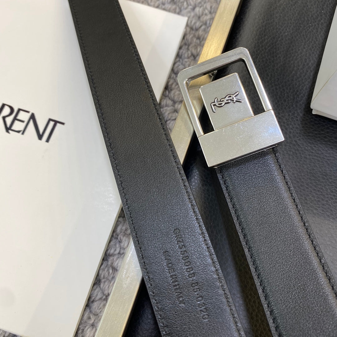 YSL 25S BELT 30 MM IN BLACK CALFSKIN 548092 mysite