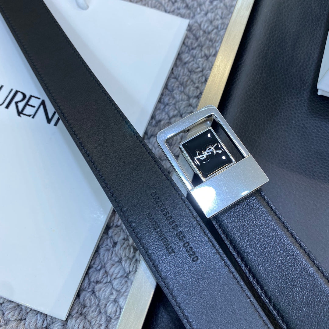 YSL 25S BELT 30 MM IN BLACK CALFSKIN 548095 mysite