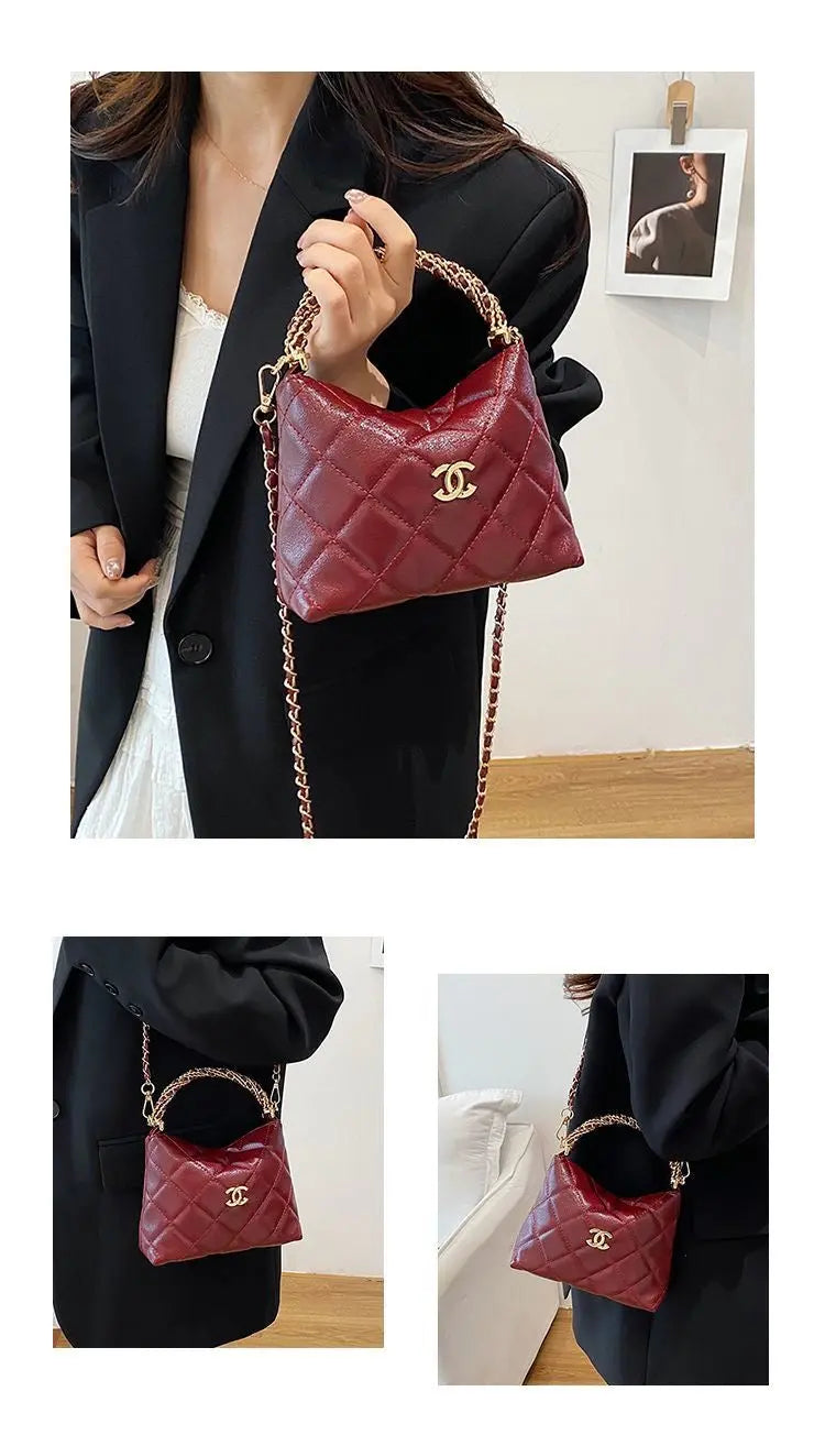 Quilted Chain Cloud Bag - Adjustable Strap Textured Crossbody-18 mysite