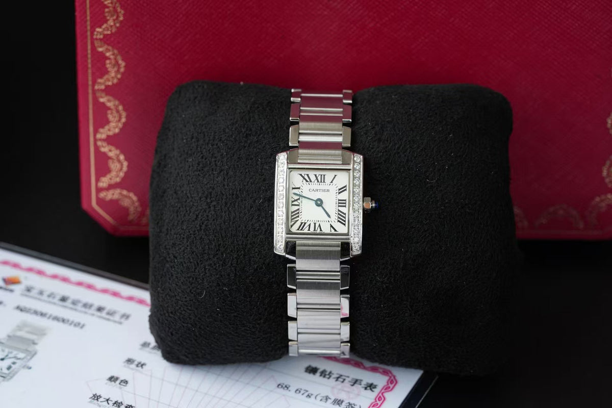Replica Tank 904l Stainless Steel Quartz Watch 26mm/22mm