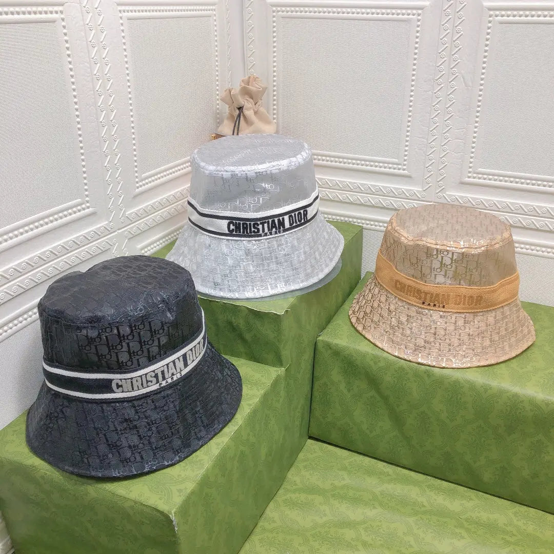Vintage Sheer Organza Logo Bucket Hat for Women & Men-s2 mysite