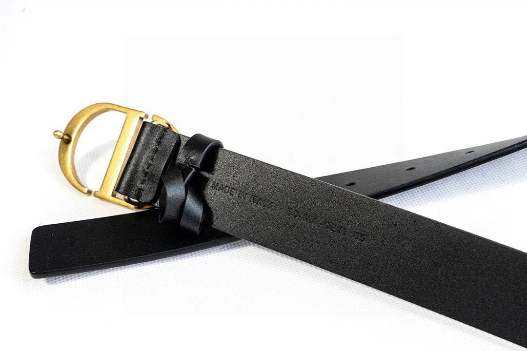 CD Black Calfskin Belt with Gold Buckle-1 mysite
