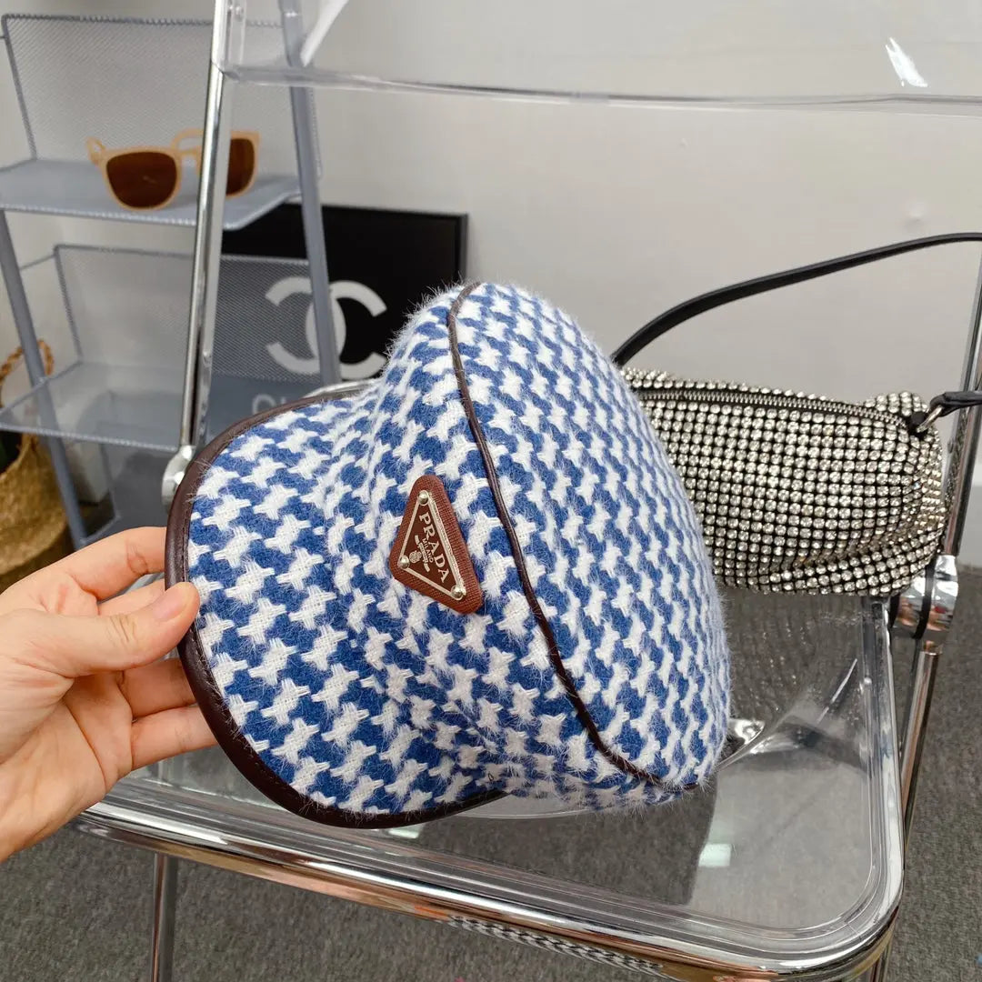 Fashion Houndstooth Cotton Bucket Hat | Luxury Designer Checkered Sun Hat-s2 mysite