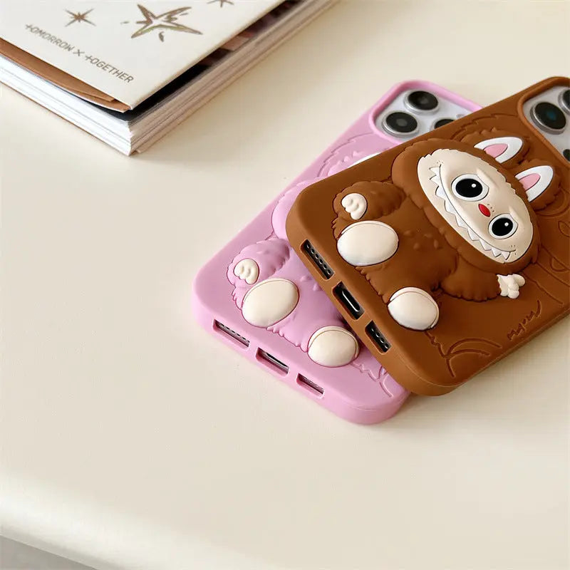 Cute Cartoon Labubu 3d Silicon Case | Brown Pink - iPhone Case-s2 mysite