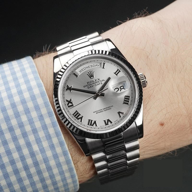 Luxury Automatic Watch for Men Mechanical Wristwatch Stainless Steel Day/Date Green Face 100205