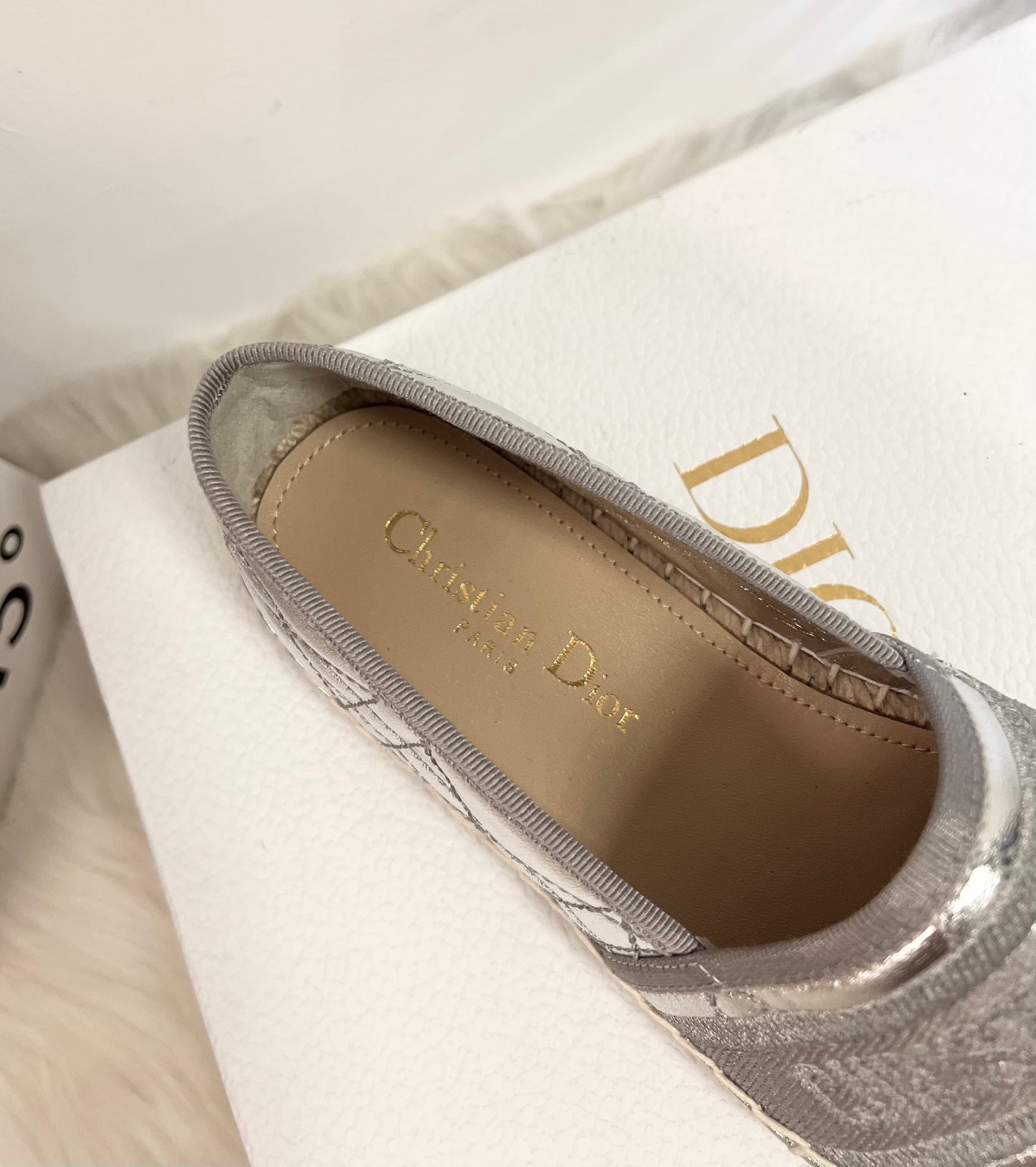 GRANVILLE ESPADRILLE SILVER QUILTED CANNAGE CALFSKIN mysite