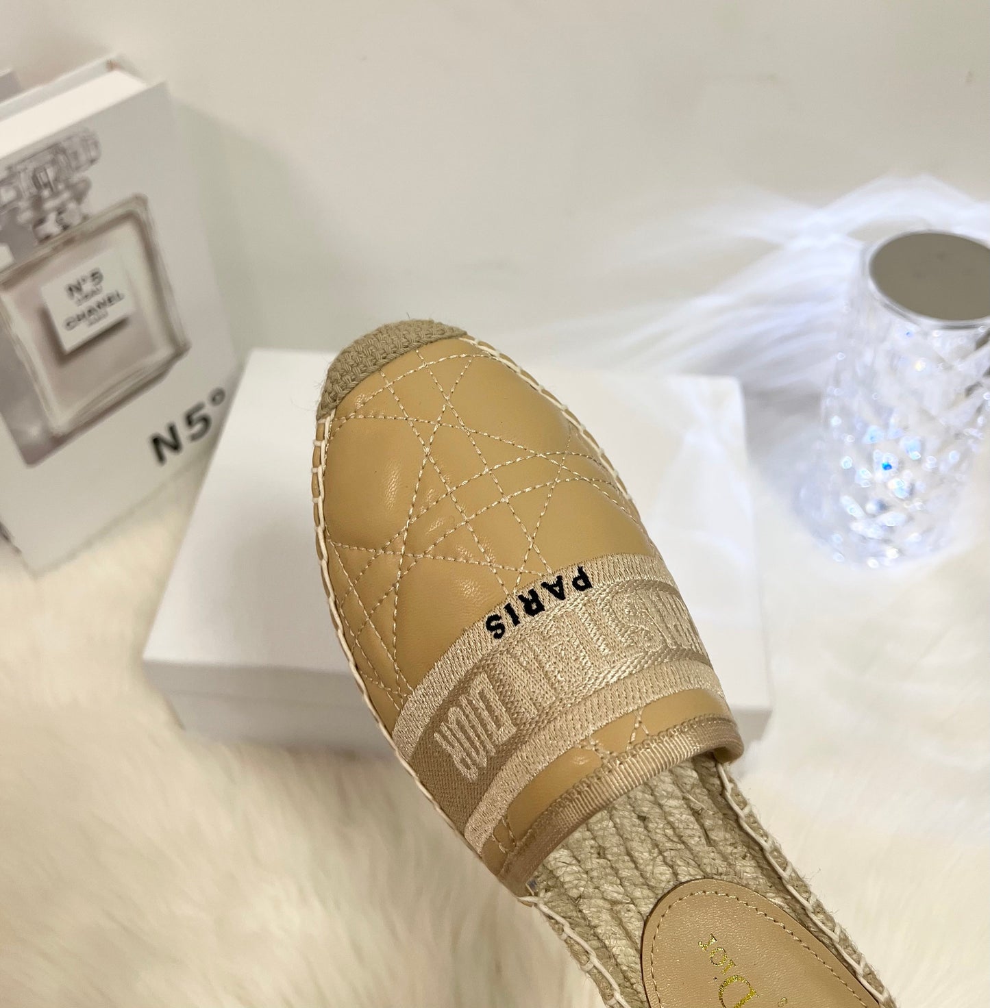 GRANVILLE ESPADRILLE MULE CAMEL BEIGE QUILTED CANNAGE CALFSKIN mysite