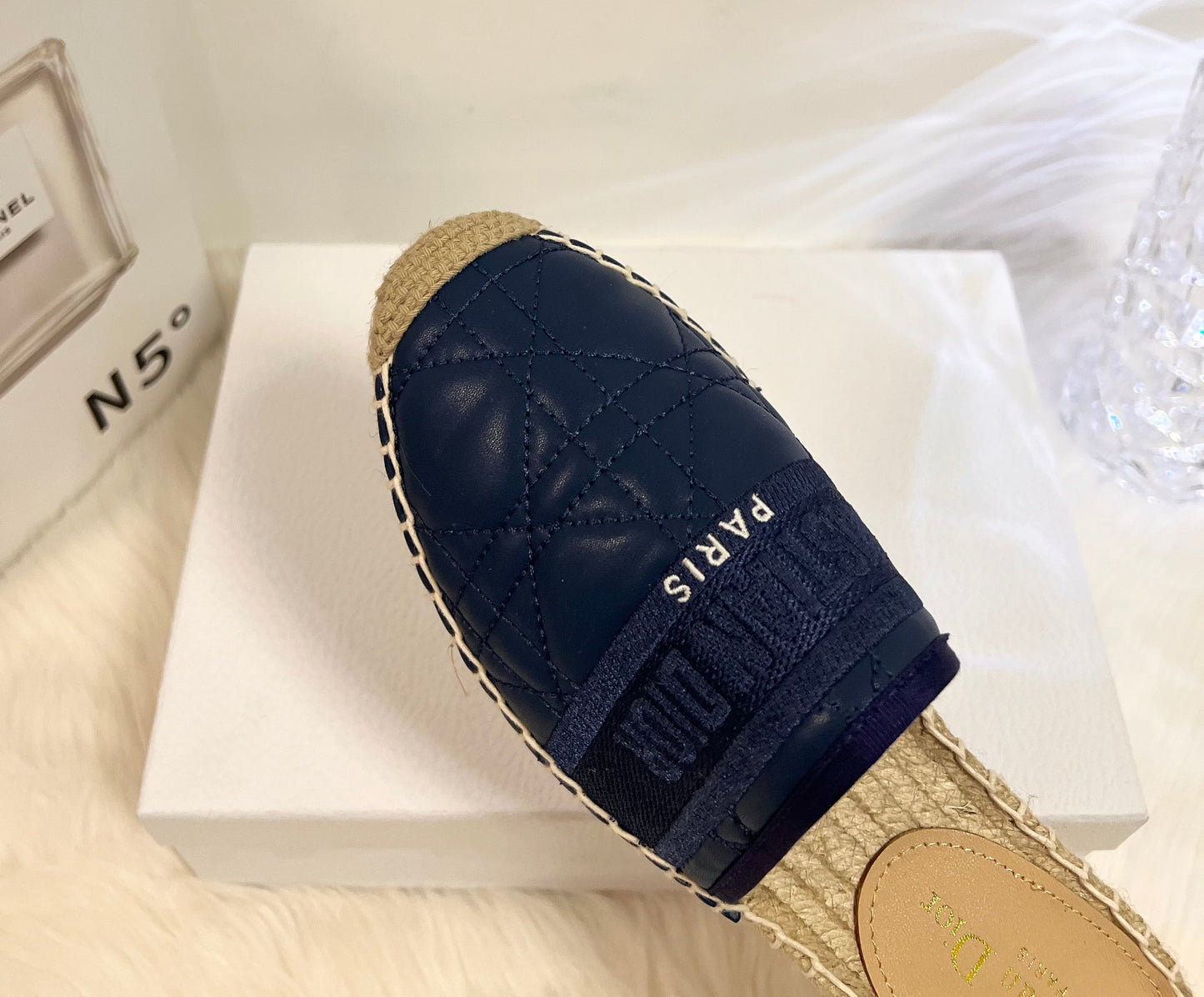 GRANVILLE ESPADRILLE MULE NAVY BLUE QUILTED CANNAGE CALFSKIN mysite
