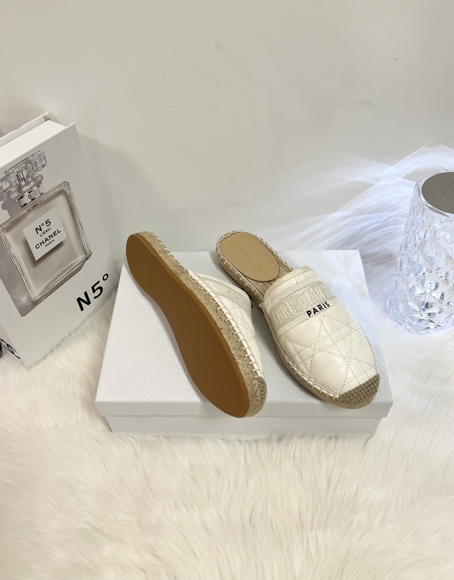 GRANVILLE ESPADRILLE MULE WHITE QUILTED CANNAGE CALFSKIN mysite