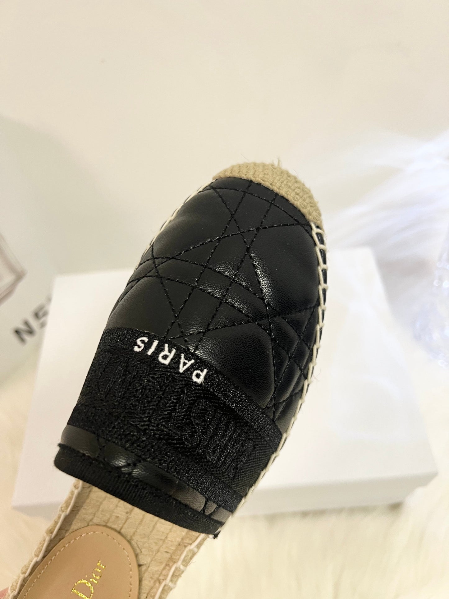 GRANVILLE ESPADRILLE MULE BLACK QUILTED CANNAGE CALFSKIN mysite