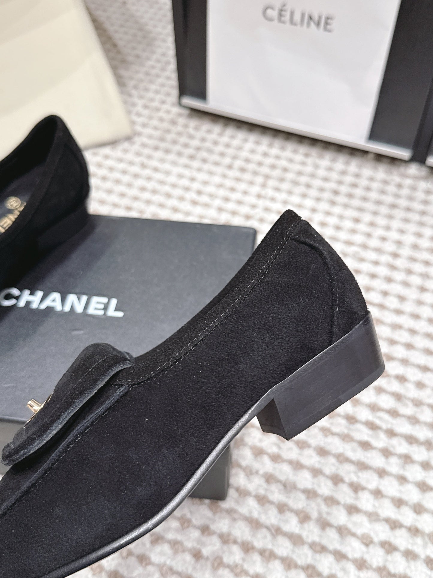 26S LOAFERS IN BLACK SUEDE WITH GOLD-TONE CC LOGO mysite
