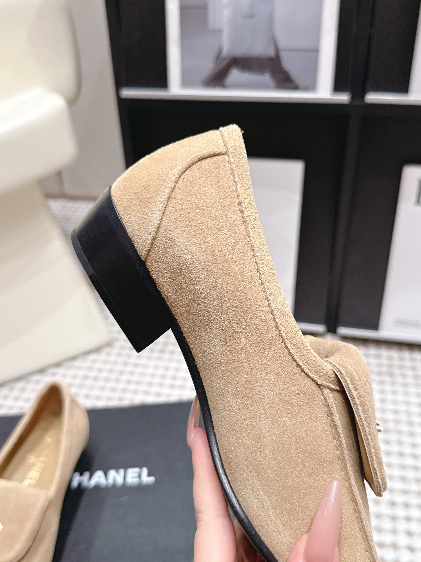 26S LOAFERS IN BEIGE SUEDE WITH GOLD-TONE CC LOGO mysite