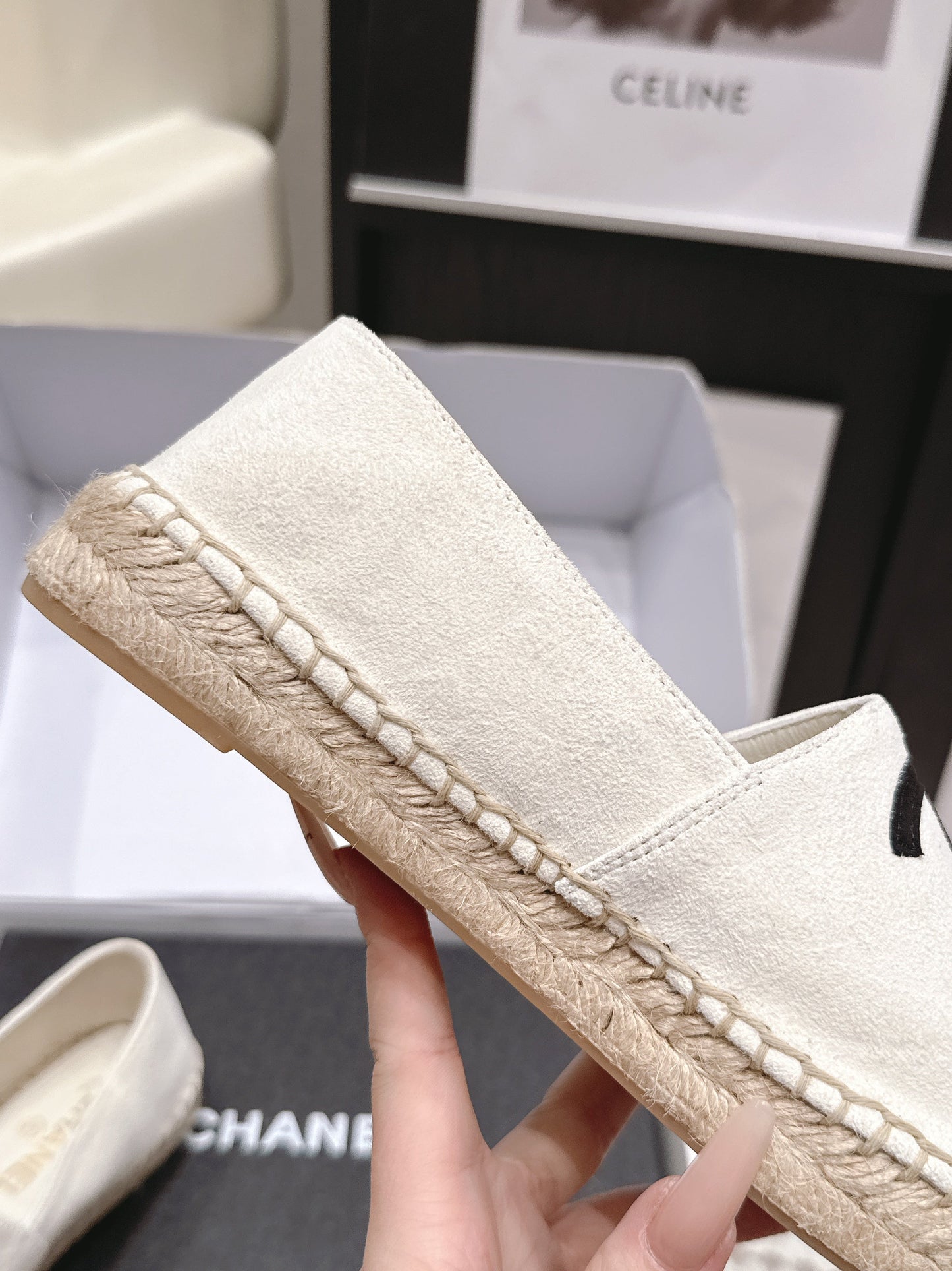 26S ESPADRILLE SLIP-ONS IN WHITE MIX BLACK SUEDE mysite