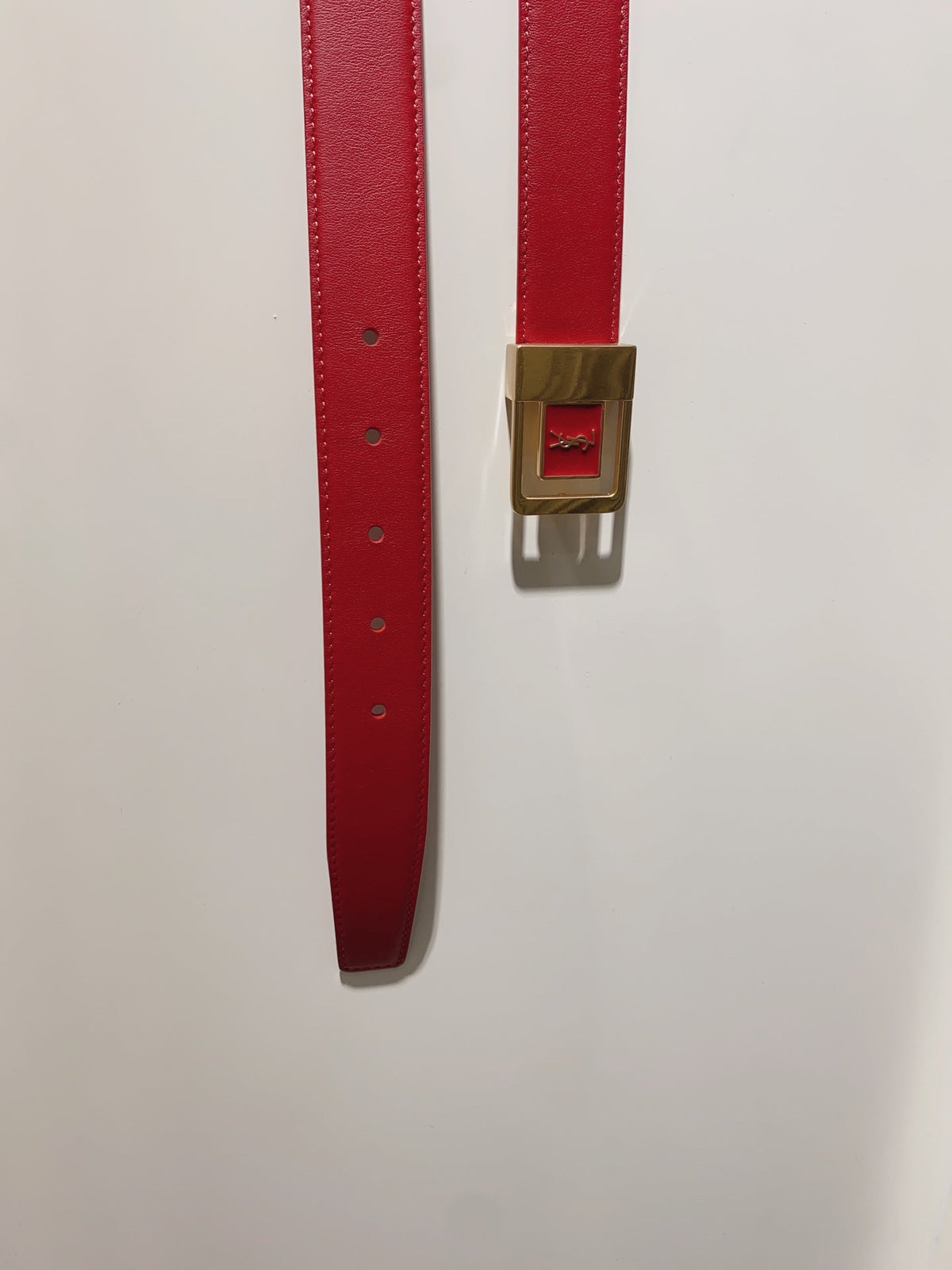 YSL 25S BELT 30 MM IN RED CALFSKIN 520628 mysite