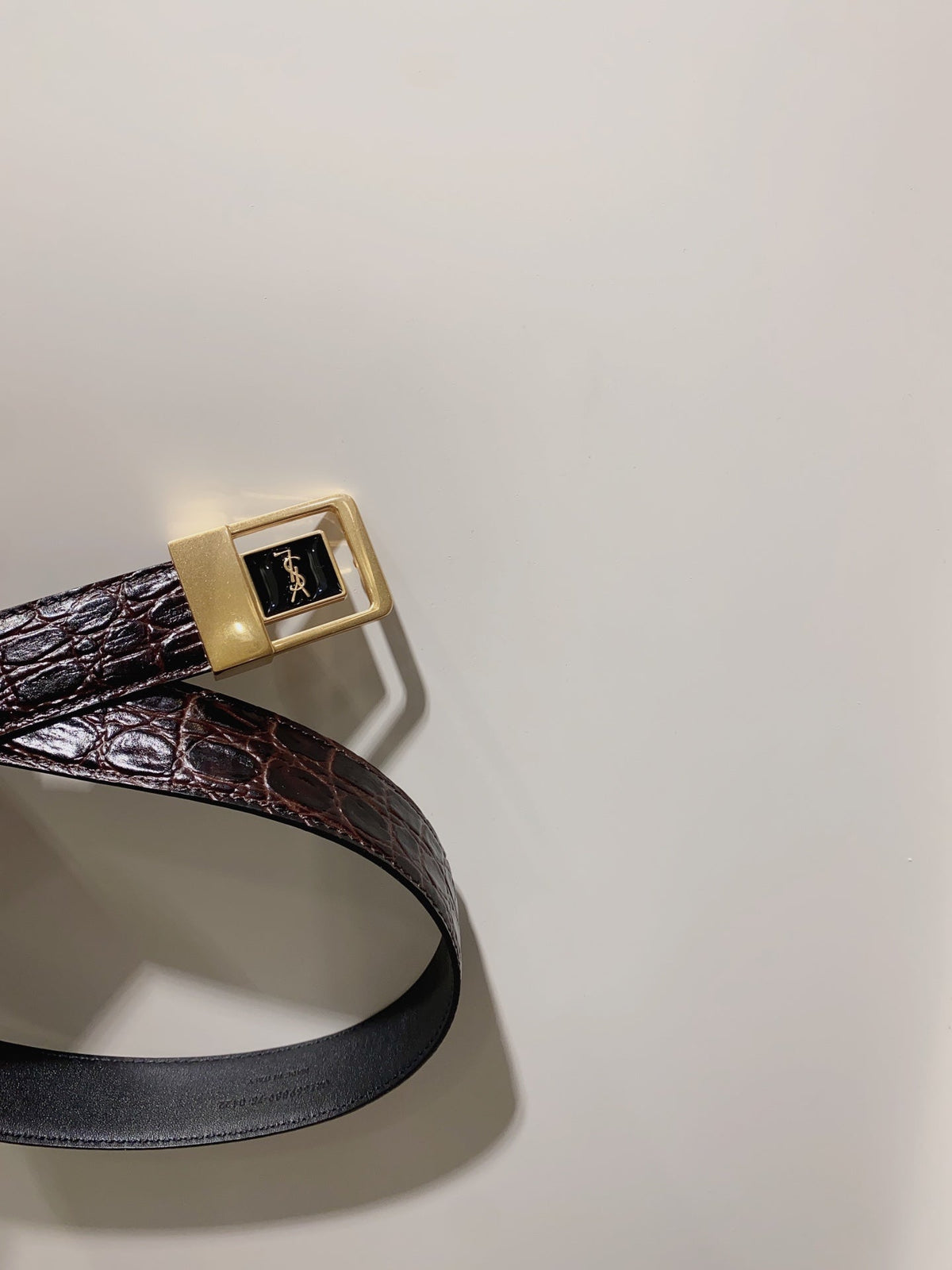 YSL 25S BELT 30 MM IN DARK BROWN EMBOSSED CALFSKIN 520632 mysite