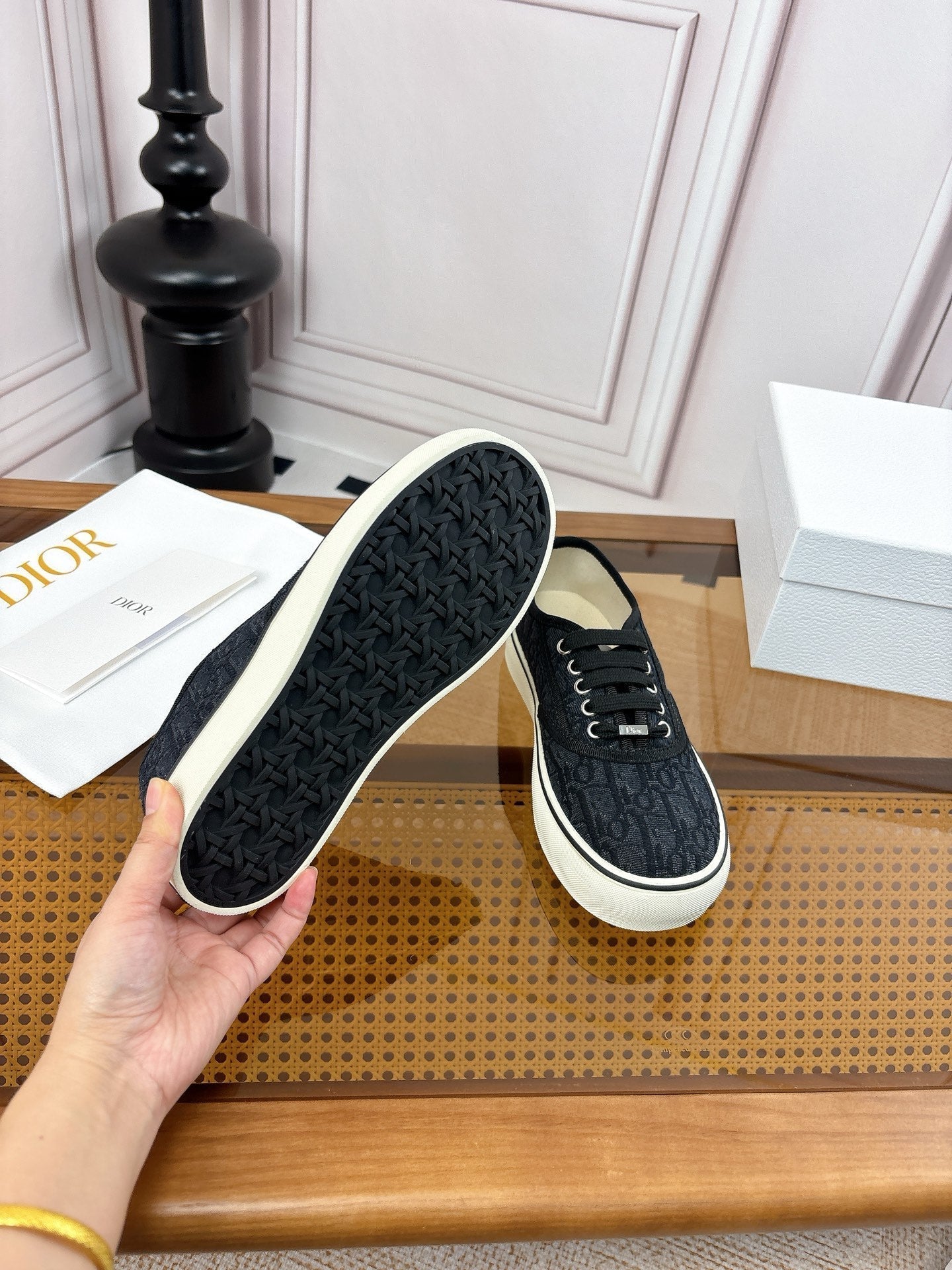 26S LOW TOP SNEAKERS IN BLACK OBLIQUE CANVAS WITH RUBBER SOLE mysite