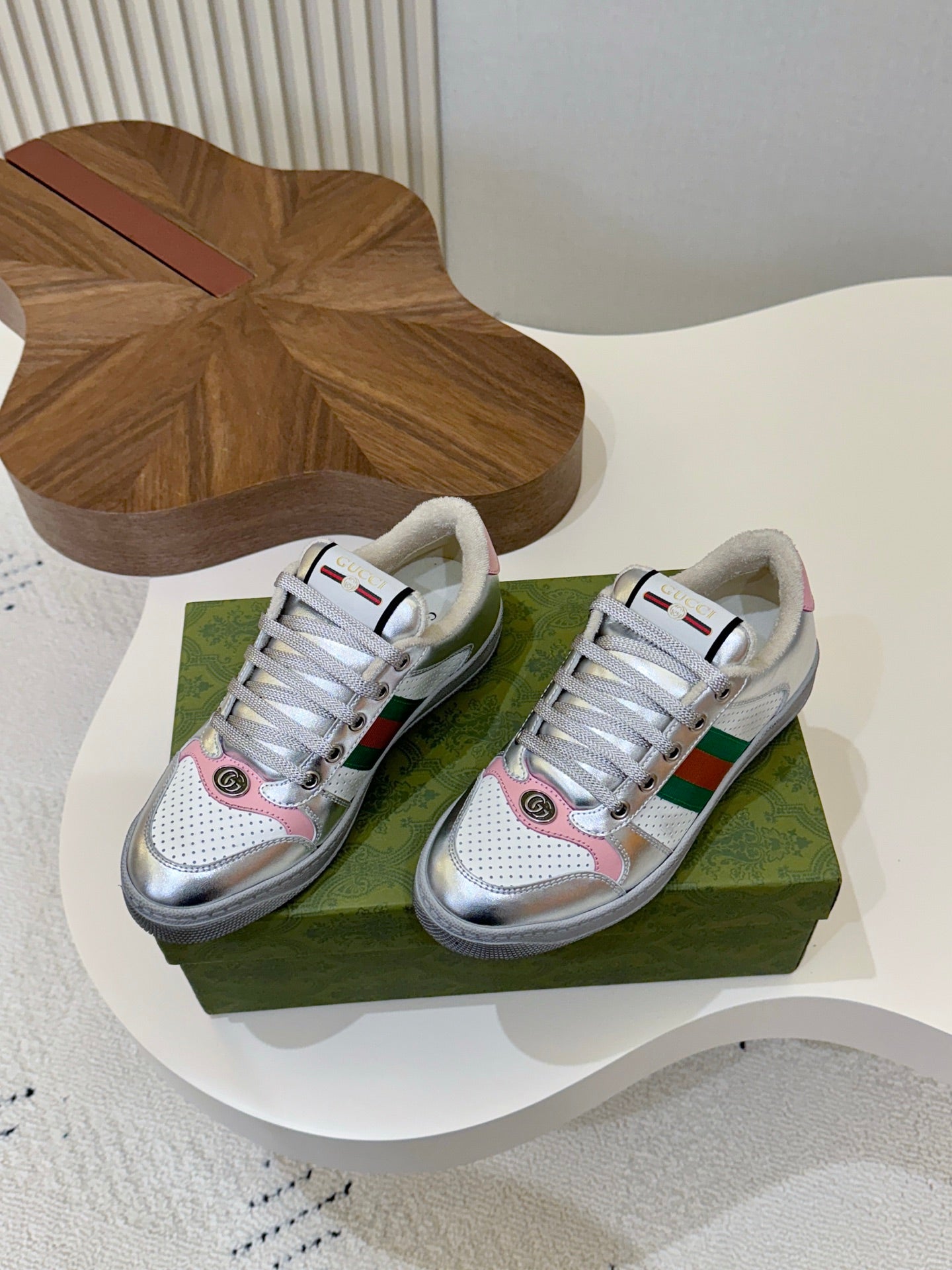 26S MESH SNEAKERS IN SILVER LEATHER mysite