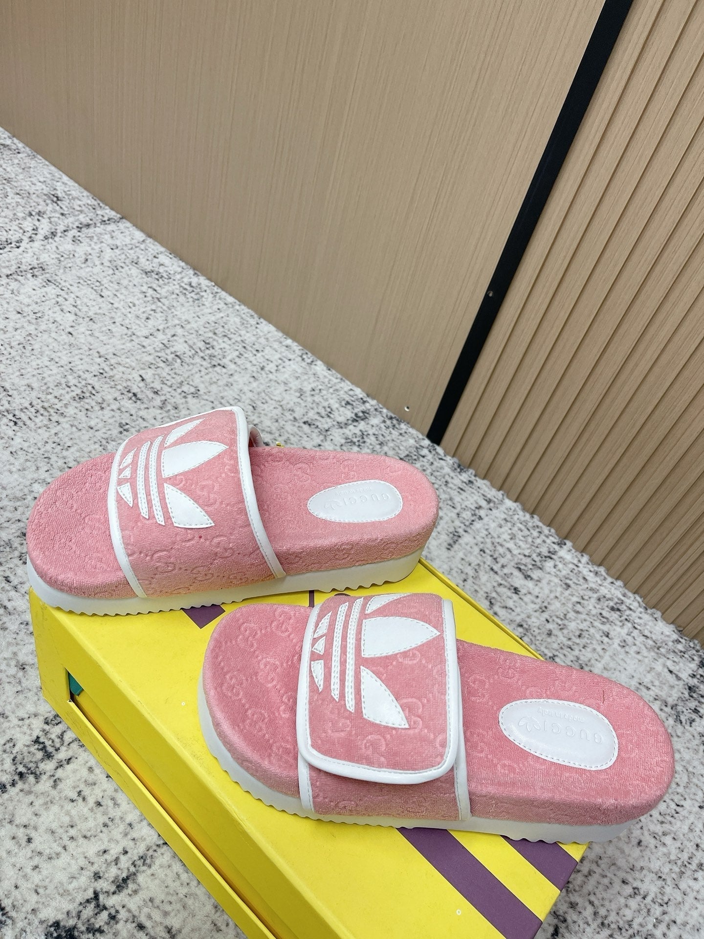 26S PLATFORM SLIDE SANDALS IN LIGHT PINK FABRIC mysite