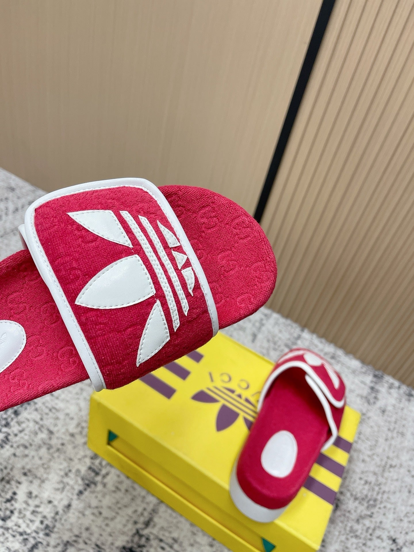 26S PLATFORM SLIDE SANDALS IN RED FABRIC mysite