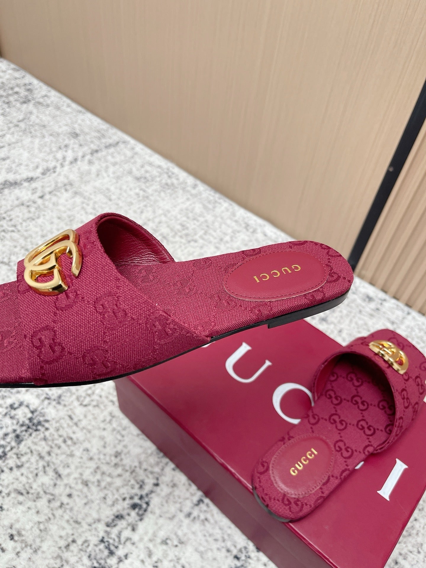 26S SLIDE SANDAL IN DARK RED CANVAS mysite