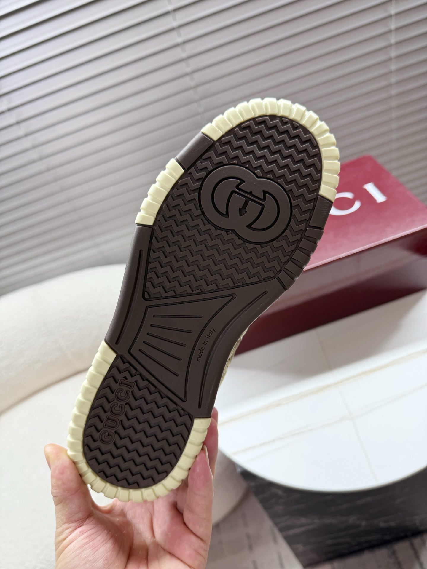 GUCCI 26S MAC80 SNEAKER IN BEIGE CANVAS AND DARK BROWN LEATHER mysite