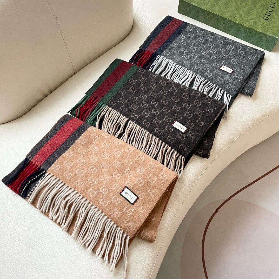 SCARF 200 CM IN DARK GRAY MONOGRAM CASHMERE 399764 mysite