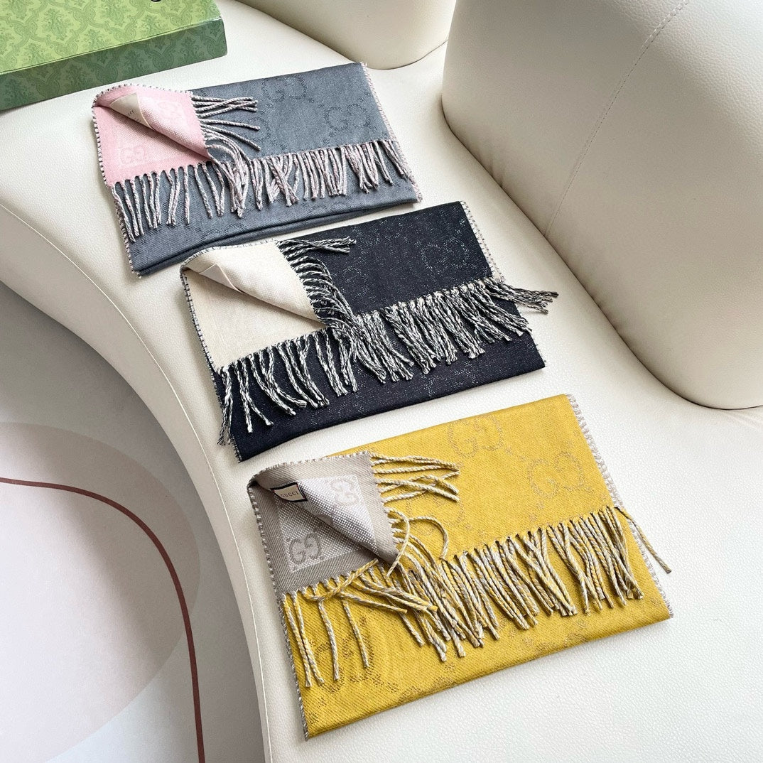 SCARF 195 CM IN SHARK GRAY AND LIGHT PINK CASHMERE 401404 mysite