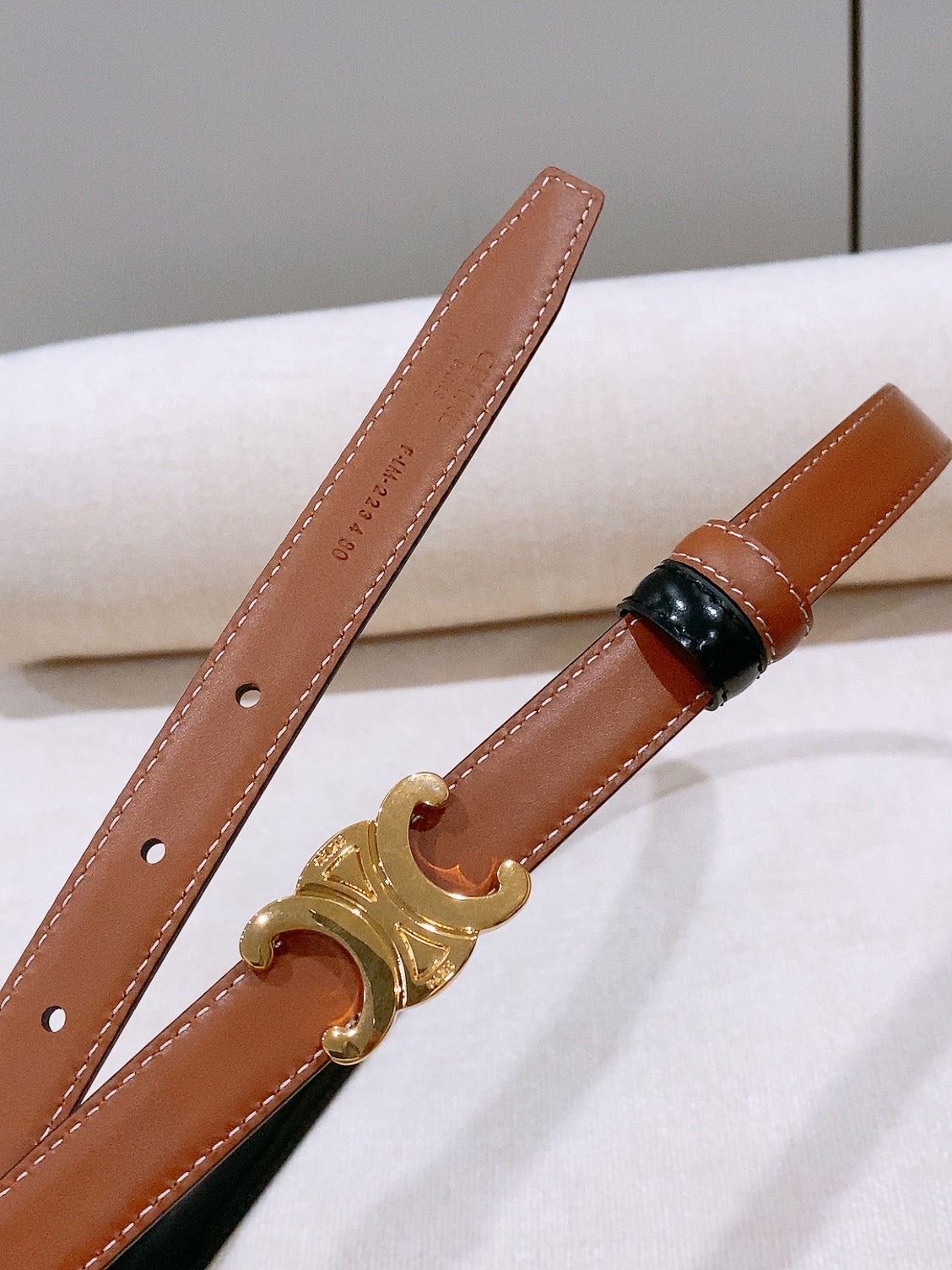 CELINE 26S REVERSIBLE BELT 18 MM IN BLACK AND BROWN CALFSKIN 656089 mysite