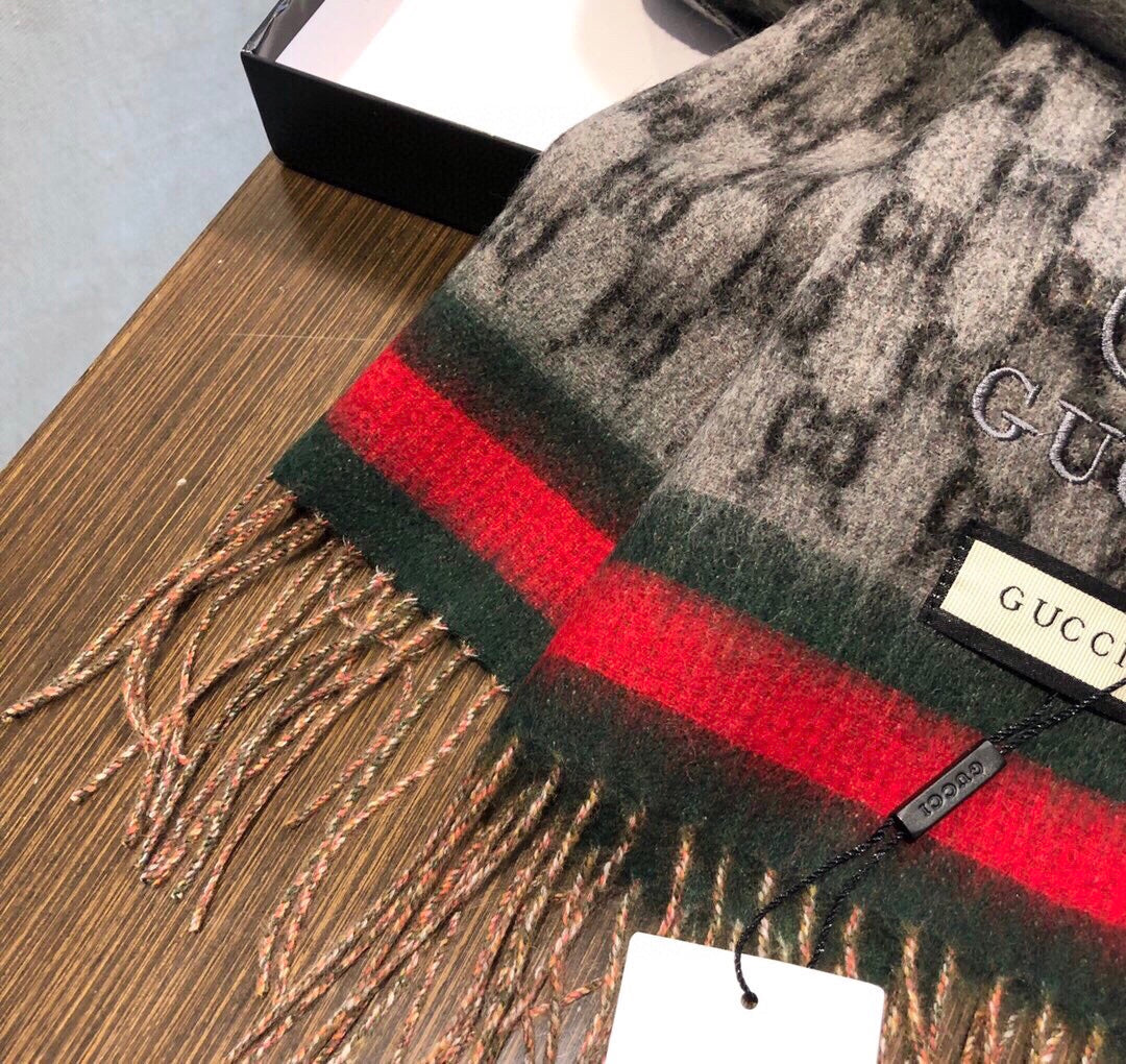 SCARF 180 CM IN MONOGRAM MEDIUM BROWN CASHMERE 405327 mysite