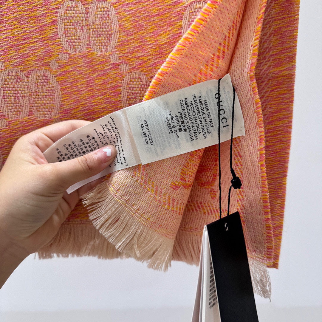 SCARF 195 CM IN MELON ORANGE WOOL 399810 mysite
