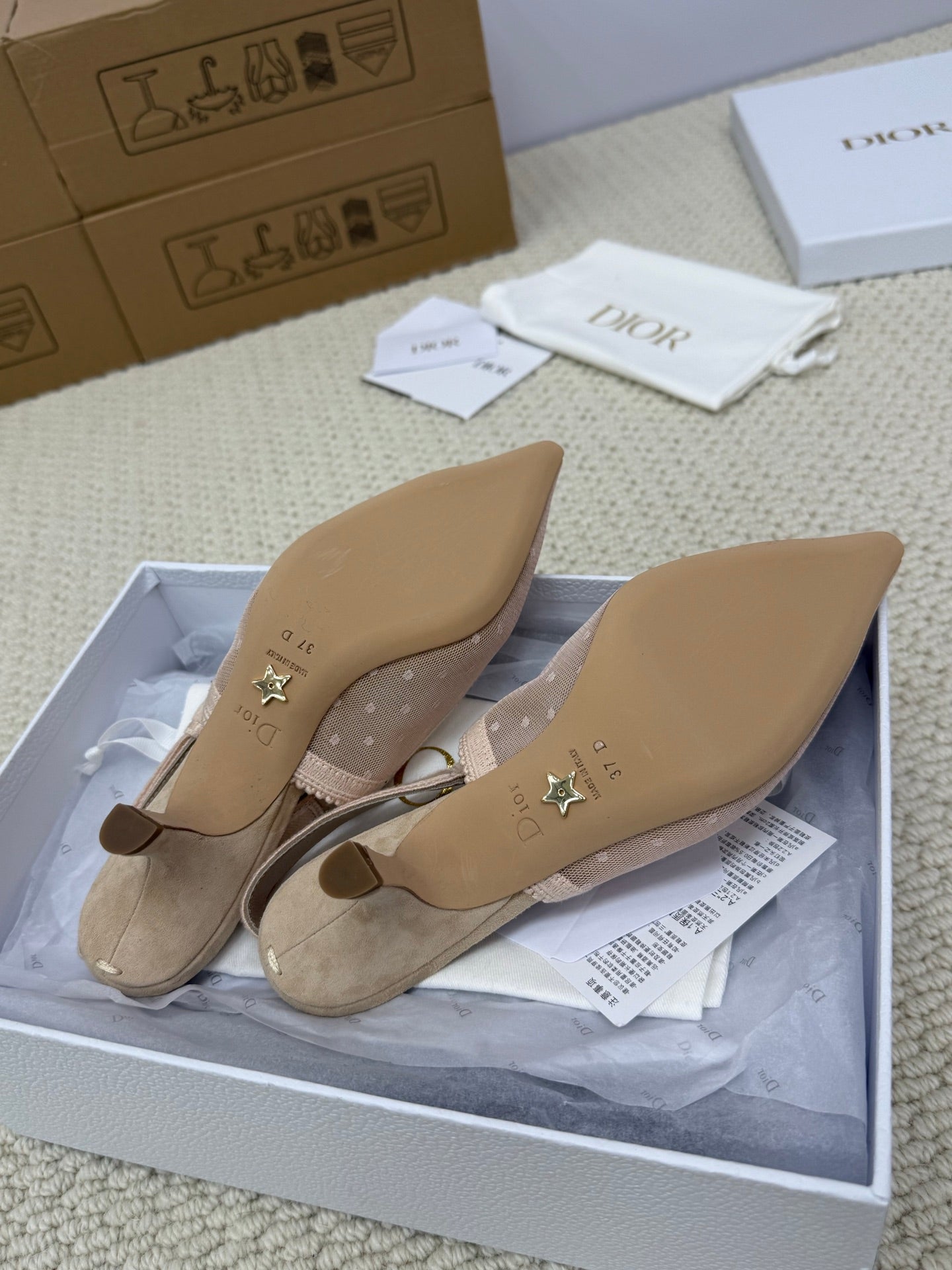 DIOR HIGH SLINGBACK 65 MM 25S IN NUDE LACE NET FABRIC AND SUEDE mysite