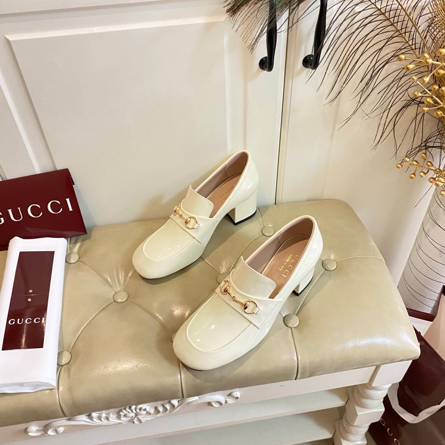 26S HORSEBIT LOAFERS 55 MM IN CREAM WHITE GLOSSY CALFSKIN mysite