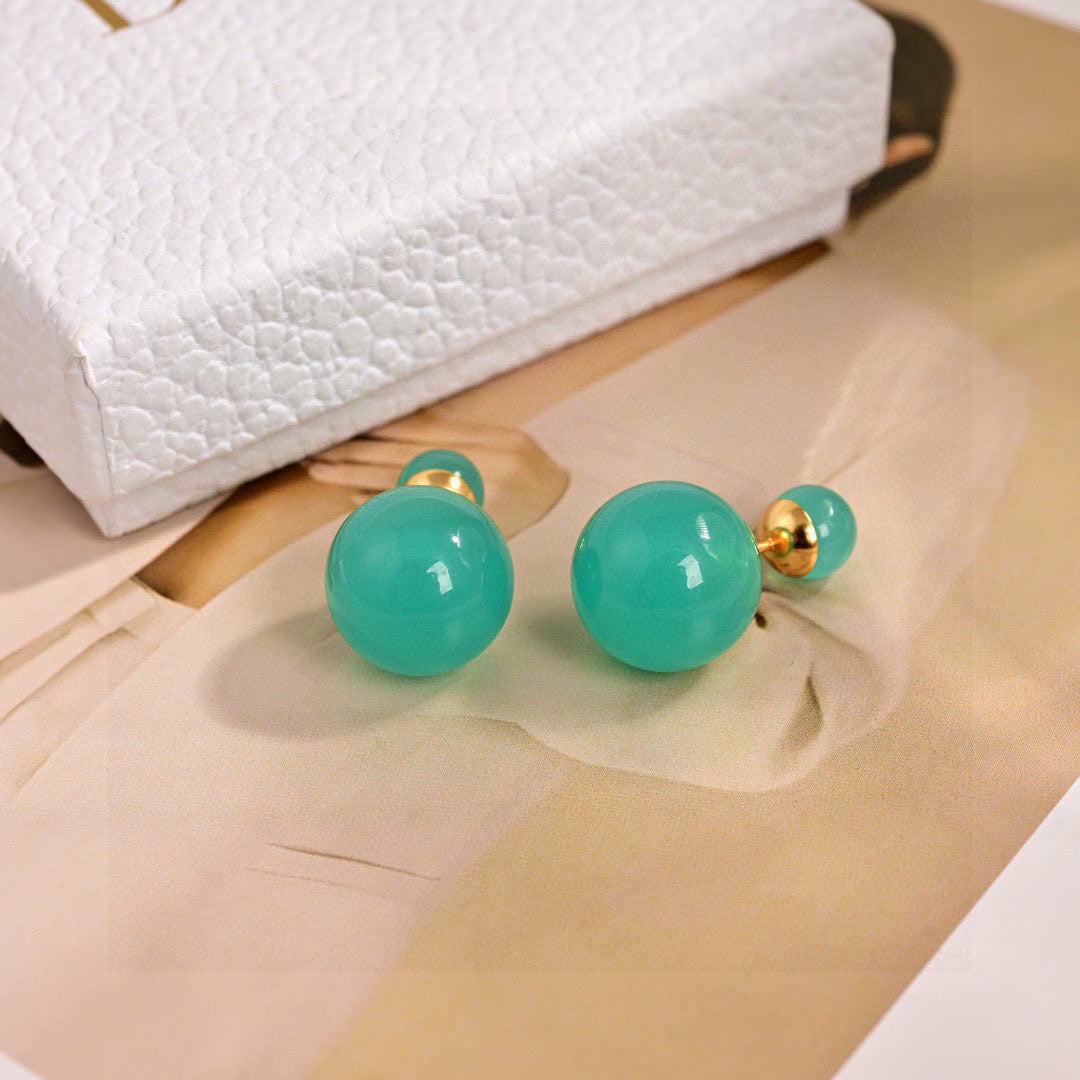 CD 26S DOUBLE RESIN PEARL STUD EARRINGS IN GOLD TONE METAL 629951 mysite