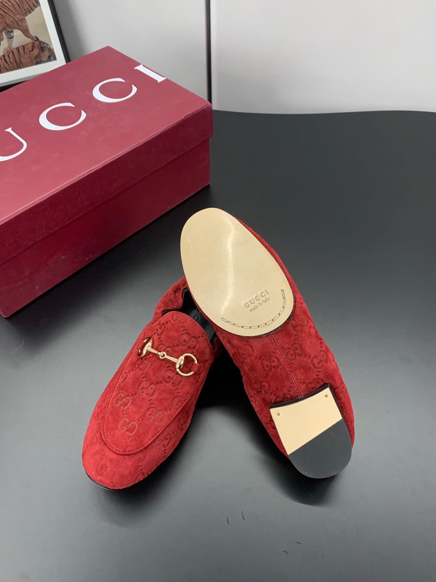 26S LOAFERS IN RED SUEDE WITH GOLD HARDWARE mysite