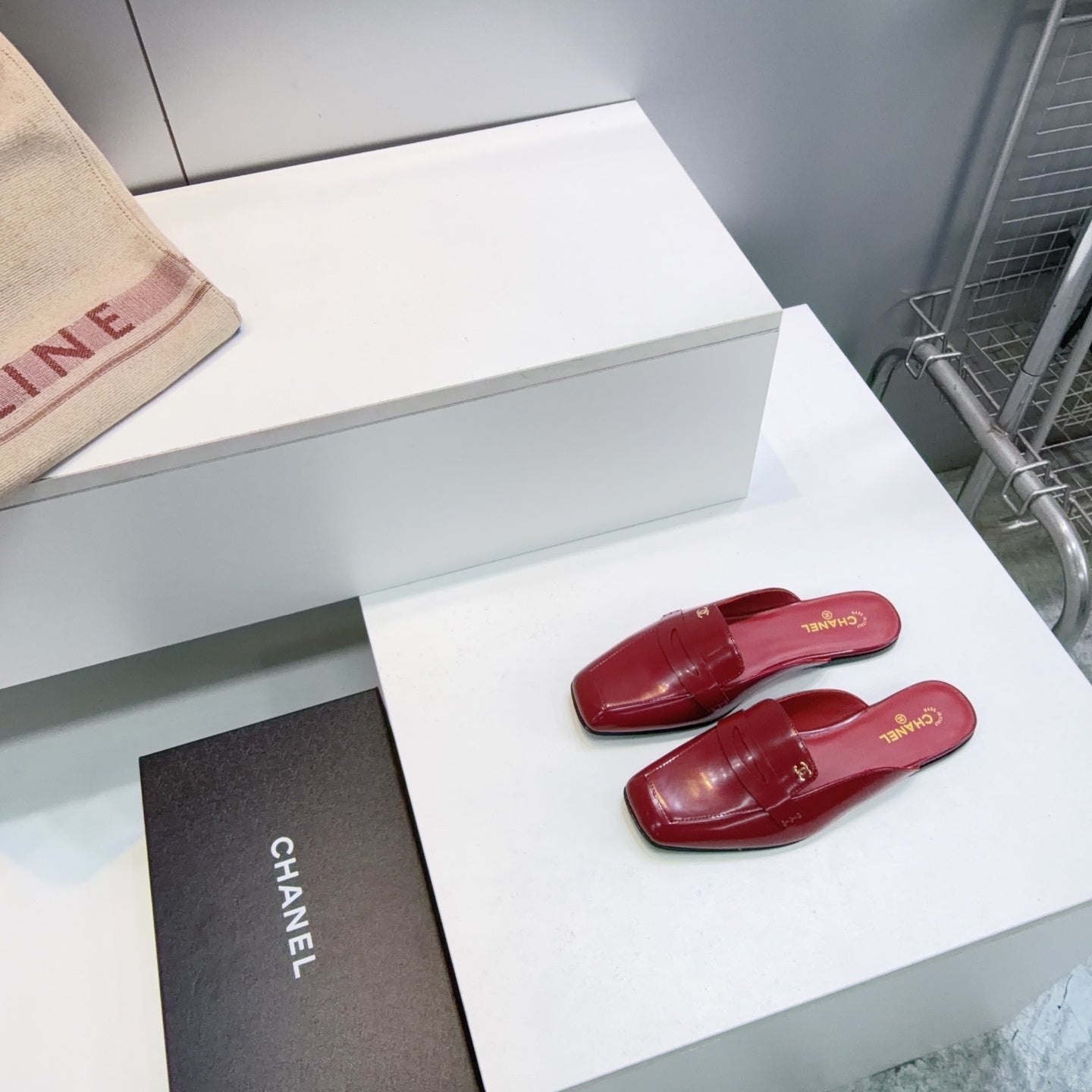 CHANEL 26S LOAFER MULES IN BURGUNDY PATENT LAMBSKIN mysite