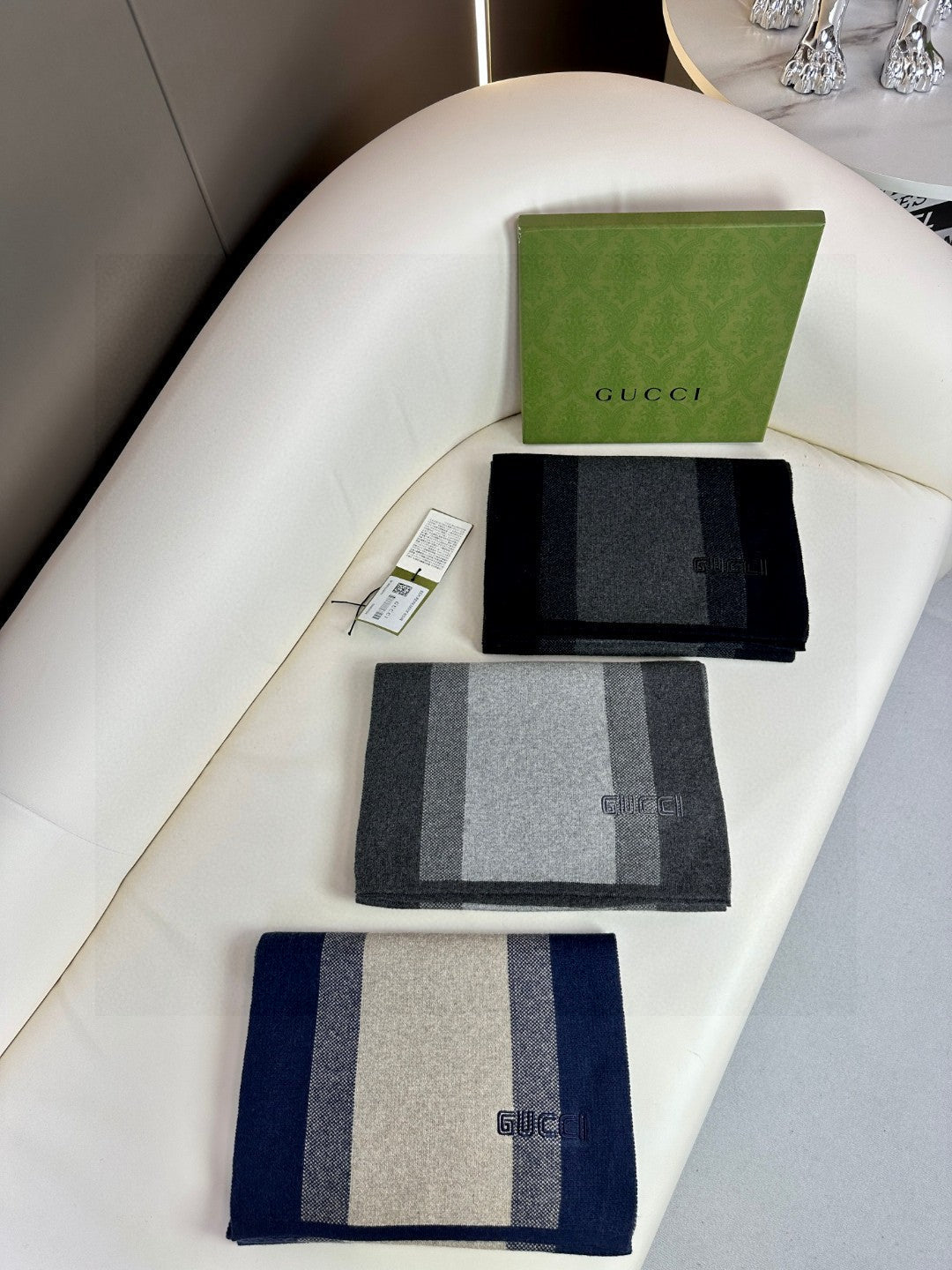 SCARF 180 CM IN BLACK MIX LIGHT GRAY CASHMERE 398447 mysite
