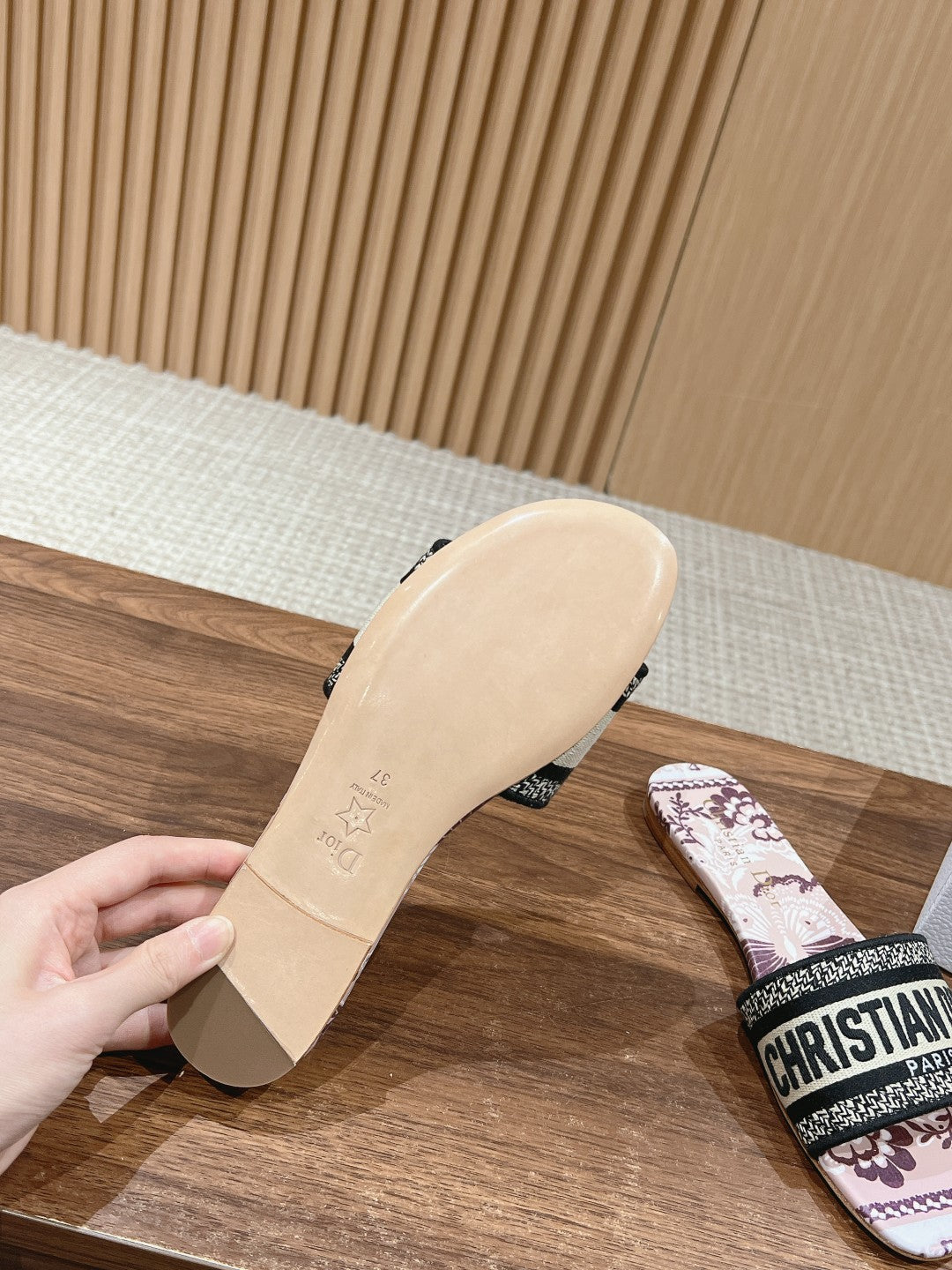 DIOR 26S SLIDE SANDALS IN MAUVE FLORAL PRINT LOGO STRAP mysite