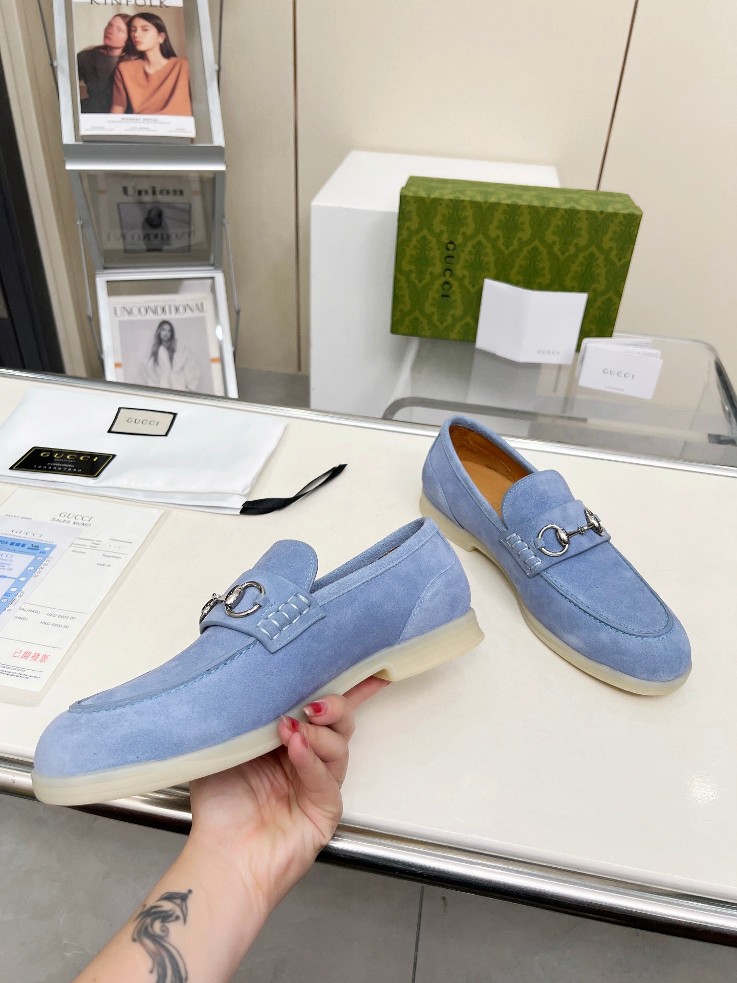 LOAFERS WITH SILVER HARDWARE IN CORNFLOWER BLUE SUEDE mysite