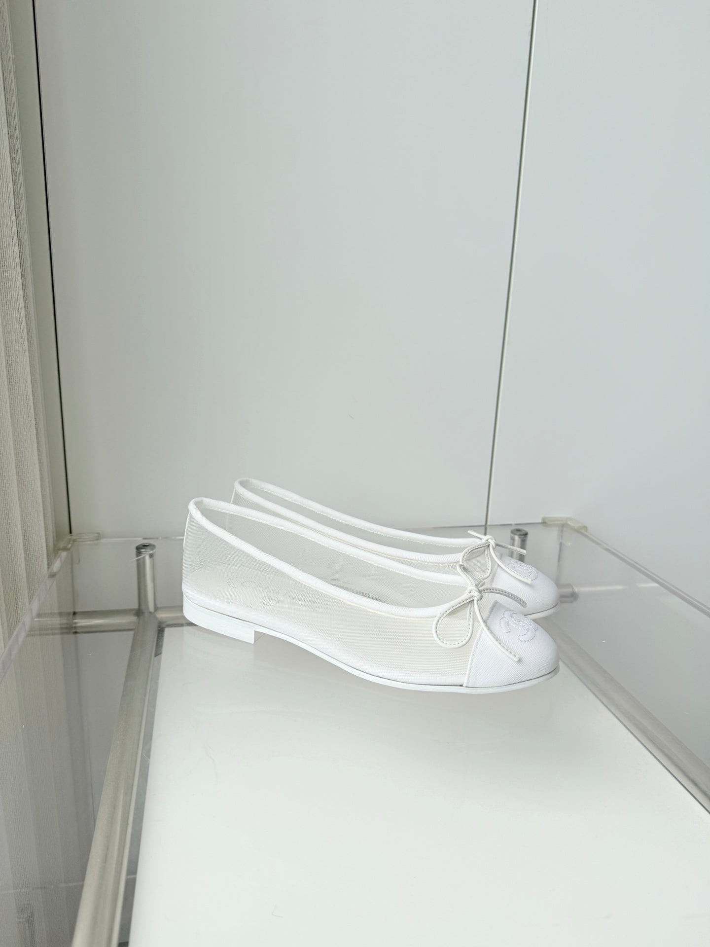 26S BALLET FLATS IN WHITE MESH TOE CAP AND BOW mysite