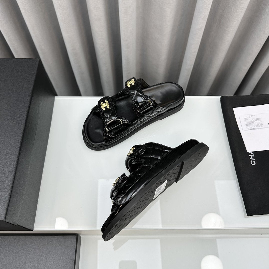DAD SANDALS BLACK PATENT LAMBSKIN MULES mysite