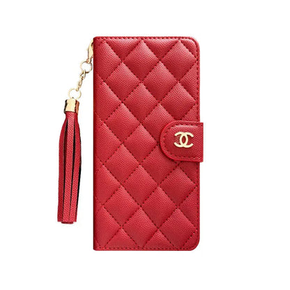 Luxury Quilted Wallet iPhone Case with Tassel & Gold Clasp-s2 mysite