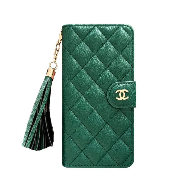 Luxury Quilted Wallet iPhone Case with Tassel & Gold Clasp-s2 mysite