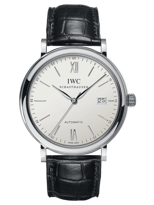 Replica Portofino Automatic IW356502 Steel Black Dial Alligator Strap 40mm