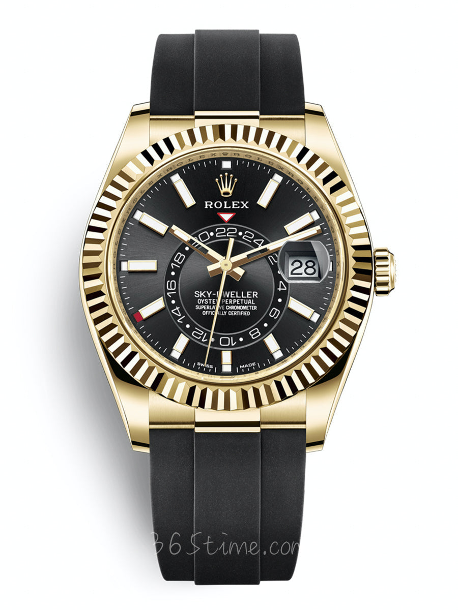 Automatic Watch for Men Replica Sky Dweller Black Dial Rubber Belt 40mm R061330